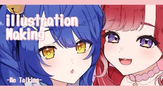 【イラストメイキング】天宮こころと早乙女ベリー描いてみた！【illustration】