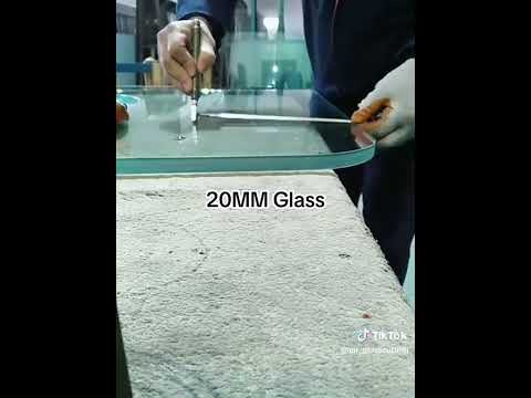 Effortlessly Cut 20mm Thick Glass - Professional Glass Cutting! #GlassCutting #ProfessionalTools