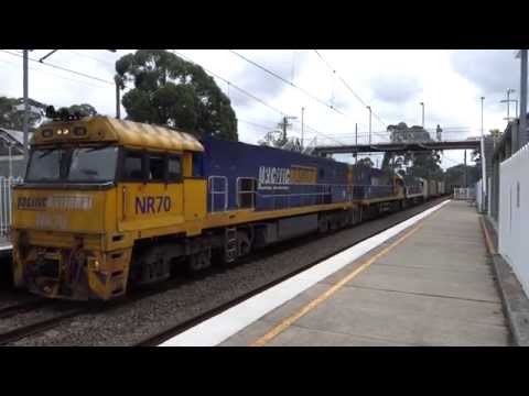 Triple NR's with 6BA6 incl NR85 Southern Spirit running wrong line at Narara - 7/2/15