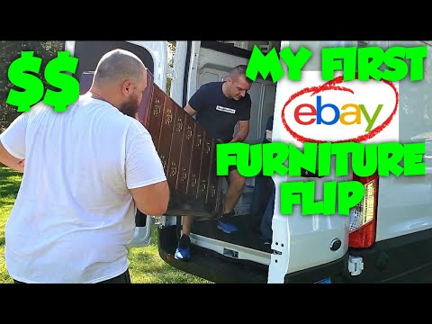 Part of a video titled Selling Furniture on Ebay for BIG Profits Buy Sell Ship Freight USHIP