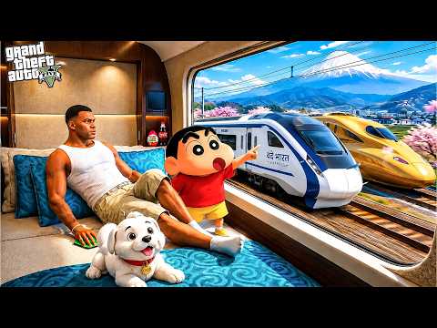 GTA 5: Franklin & Shinchan Travel By Train For The First Time! 🚆😱 | GTA 5 Telugu Gameplay