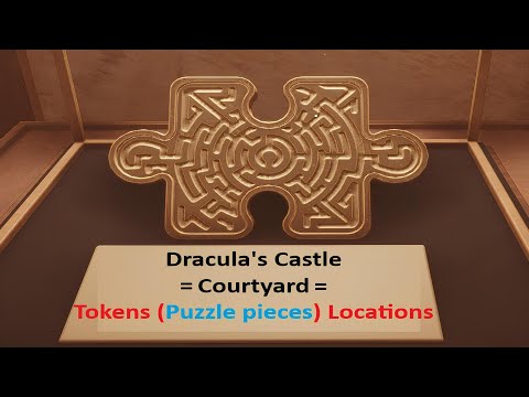 8 Tokens (Puzzle pieces) Locations / Dracula's Castle (Courtyard) - Escape Simulator 2