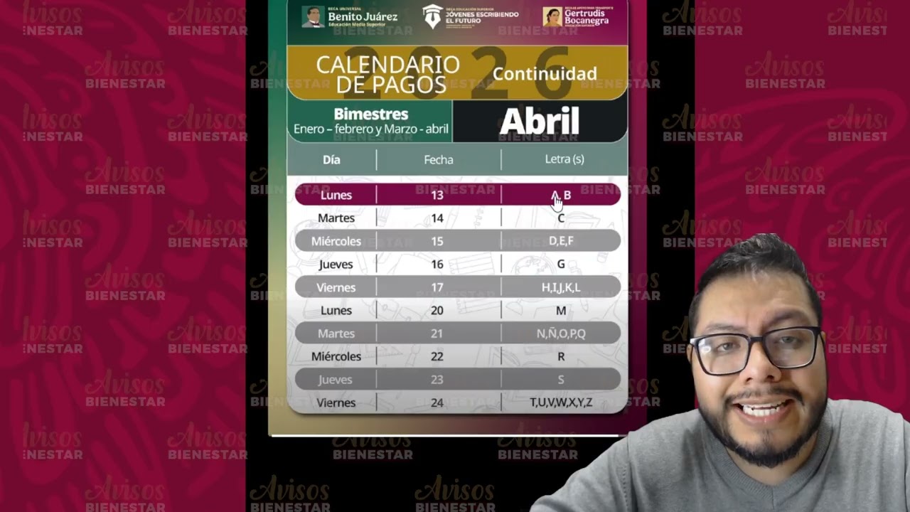 Ya está el calendario de pago de las Becas Benito bimestre marzo - abril 2026 chécale cuando te toca