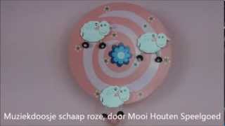 Video muziekdoosje schaap roze van Mooi Houten Speelgoed