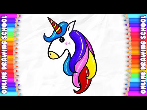 Draw and color a unicorn pony Drawing for children - Lesson 185