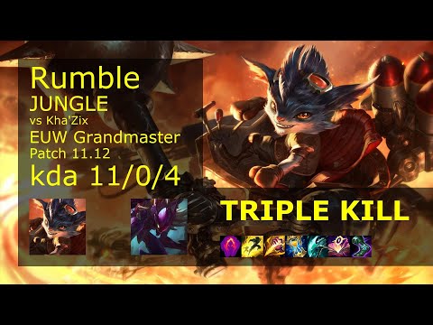 Rumble vs Kha'Zix Jungle - EUW Grandmaster 11/0/4 Patch 11.12 Gameplay