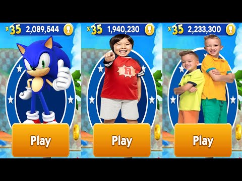 Tag with Ryan vs Sonic Dash vs Vlad & Niki Run All Characters Unlocked