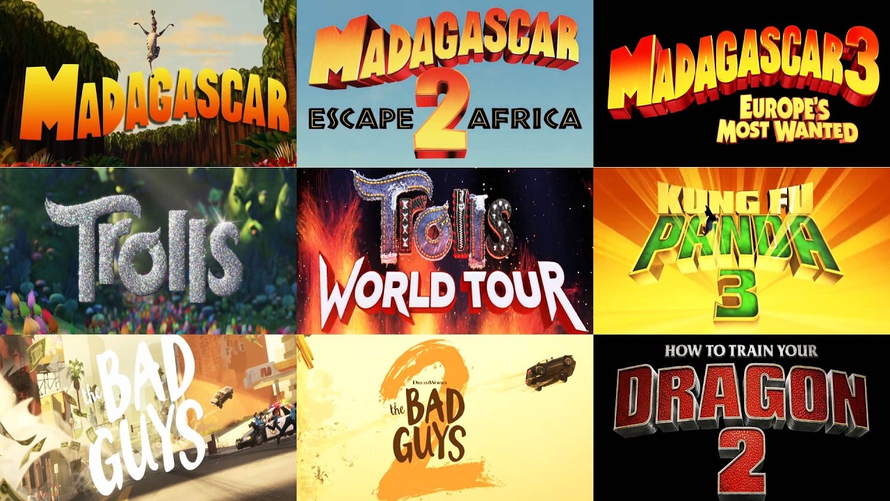 All Dreamworks Movie Sequels Title Card
