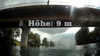 preview picture of video 'Splash Diving Zihlkanal Brücke 9m Switzerland'
