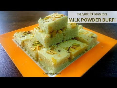 Instant Milk powder burfi / perfect milk powder burfi / 10 minutes burfi