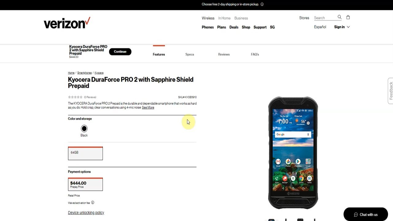 KYOCERA DuraForce PRO 2 with Sapphire Shield | Verizon Prepaid