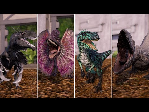 Excavaraptor vs Indoraptor, Velociraptor, Herrerasaurus, Dilophosaurus - Jurassic World Evolution