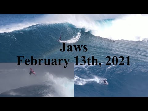 Jaws February 13th, 2021 - Peahi Tow in and Windsurf Session - Kai Lenny, Ian Walsh, and More