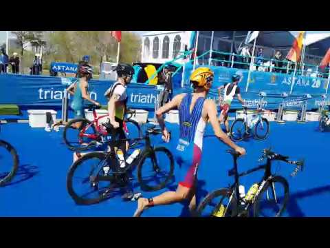 Astana ITU Triathlon World Cup 2018 Elite men bike finish