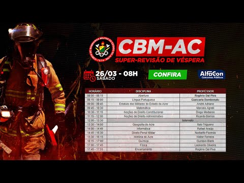 CONCURSO CBM - AC 2022 Revisão de Véspera para Bombeiro SOLDADO - AlfaCon