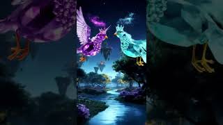 Jewel Birds Fight in the Garden of Stars ✨💎 | Ultra-Fantasy AI 4K