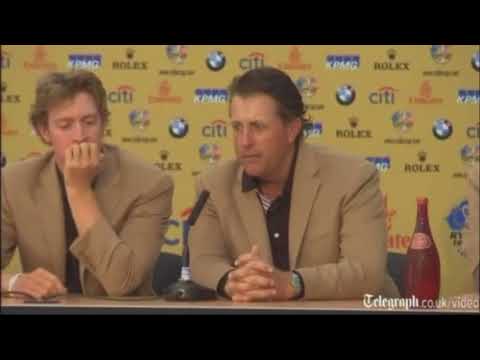 Phil Mickelson Comforts Hunter Mahan After Losing The 2010 Ryder Cup