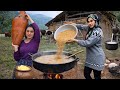 Traditional Village Life Wheat Porridge Butter Making Clay Oven Bread