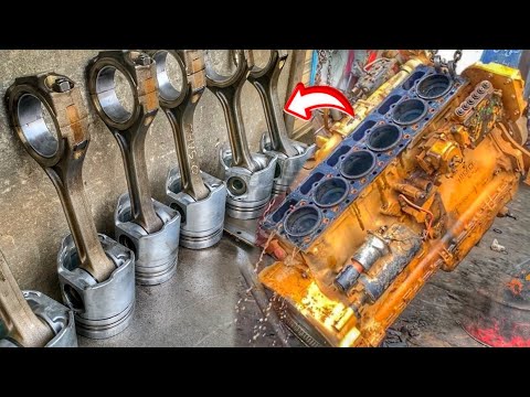 How Mechanic Change CAT Grader 3306 Engine Bad Piston Rings Without Disassemble Complete Engine