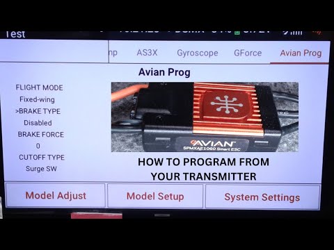 AVIAN SMART ESC HOW TO PROGRAM FROM TRANSMITTER SCREEN ITS EASY