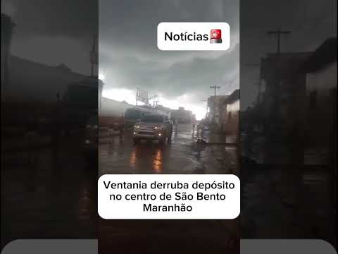 Notícias🚨: Ventania derruba depósito no Centro de São Bento Maranhão! #viral #noticia #maranhão