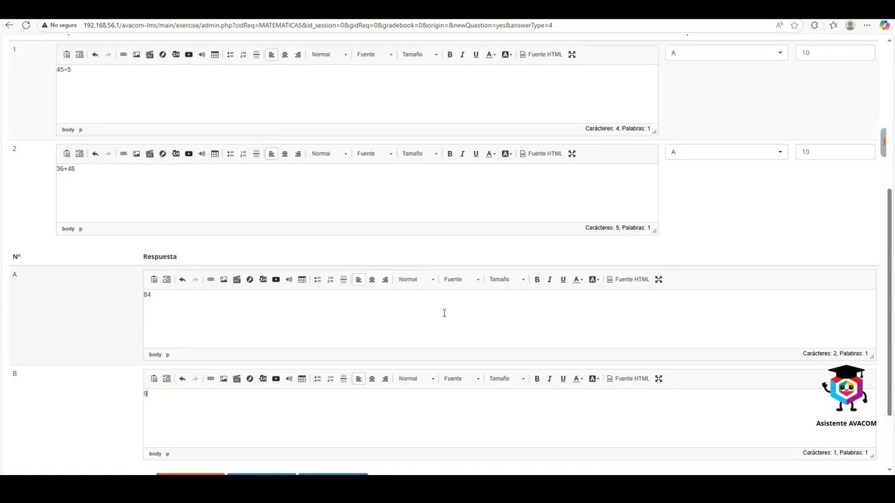 4.3.4. Crear ejercicio con opción de relacionar en la plataforma AVACOM SITE - Quindío