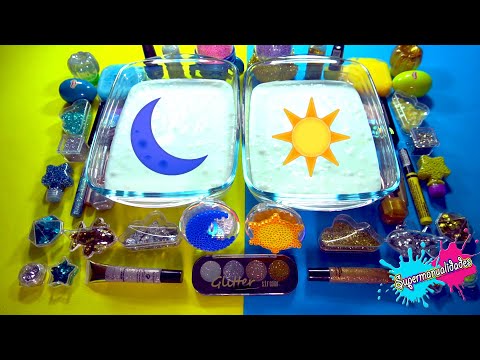 Mezclando Sol VS Luna en Slime (dorado y amarillo vs azul y plateado) -Supermanualidades