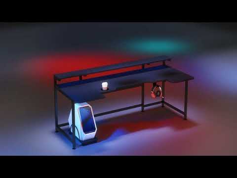 Tribesigns Gaming Desk, 74.8 Inches U Shaped Computer Desk with Hutch C0351