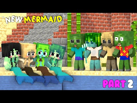 Monster School || CUTE ZOMBIE MERMAID +NEW MERMAID (LOVE STORY) *PART 2* || Minecraft Animation