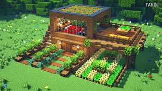 ⚒️ Minecraft : How To Build a Survival Wooden Modern House_마인크래프트 건축 : 야생 나무 모던하우스 만들기