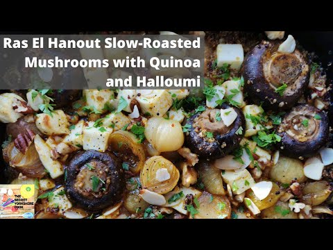 Ras El Hanout Slow-Roasted Mushrooms with Halloumi and Quinoa | One-Pan | The Secret Yorkshire Cook