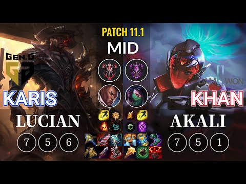 GEN Karis Lucian vs DWG Khan Akali Mid - KR Patch 11.1