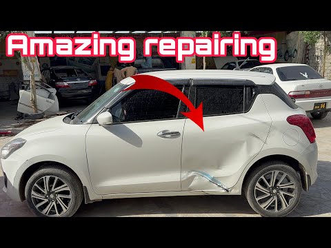 Suzuki Swift accident damaged Door and footboard amazing repairing in Automaster technician