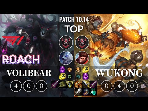 T1 Roach Volibear vs Wukong Top - KR Patch 10.14