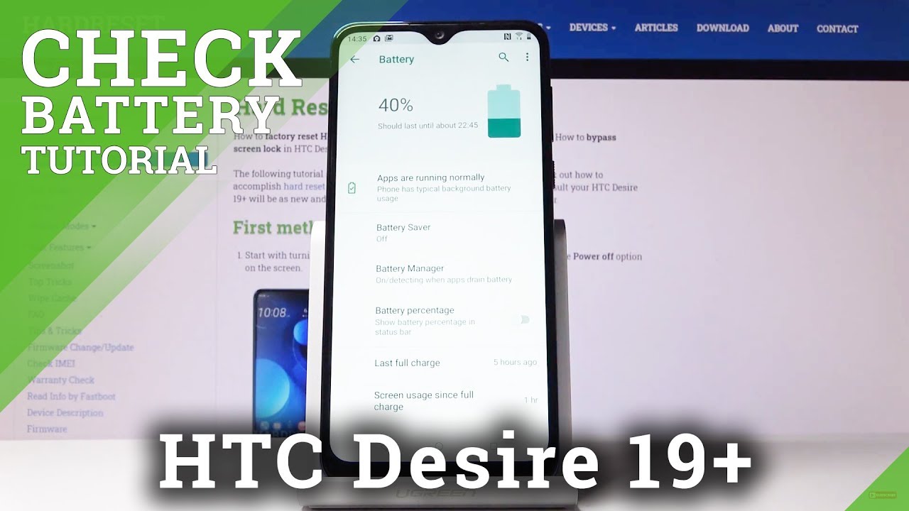 How to Check Battery Usage in HTC Desire 19+ - Battery Percentage