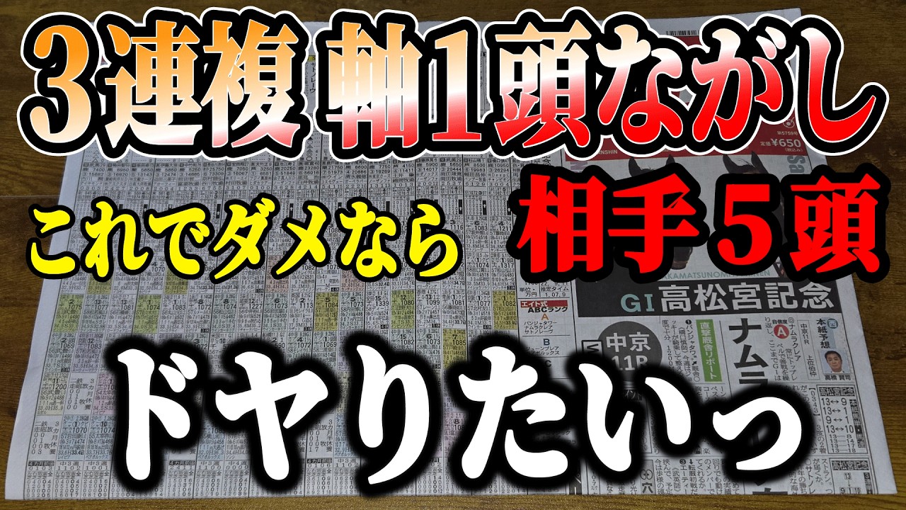 3連複軸1頭ながし相手5頭で全レース！コレならっ！？【競馬実践】