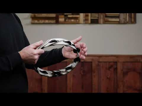 Traditional Wood Tambourine - 1 row, White Marble - TA1BK-WHM