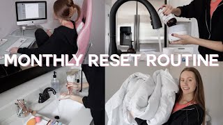 my monthly reset routine! | cleaning, goal setting, getting my life back together vlog