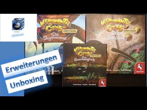 Merchants Cove - Erweiterungen - Brettspiel - Drachenzüchterin - Gastwirt - Geheimversteck Unboxing
