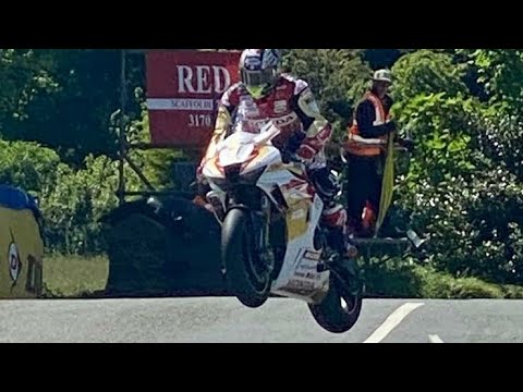 John McGuinness 100th TT race, TT 2022. Ballaugh bridge.