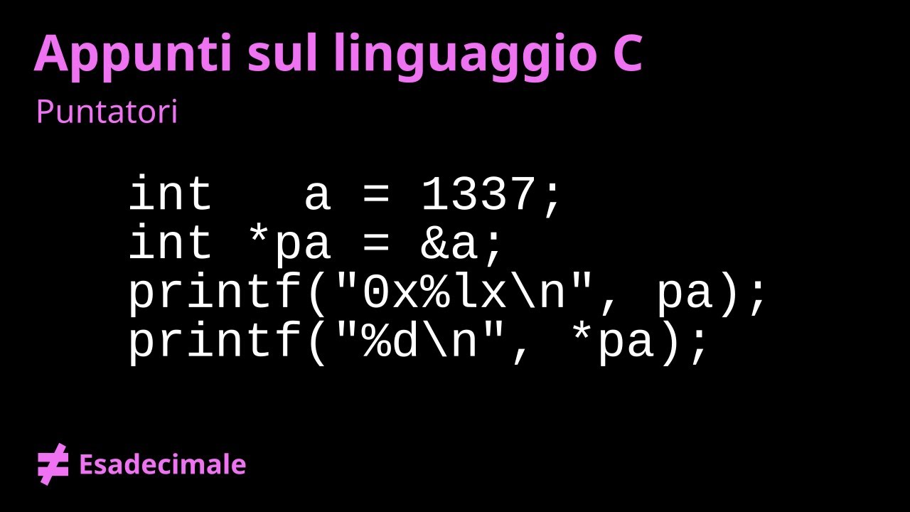 Puntatori in C
