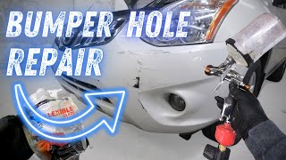 How to fix a hole in a plastic bumper like a pro. #autopaint #autobody #iwata