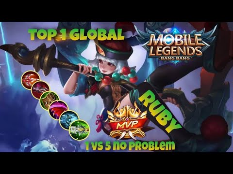 Ruby Best Build 2020 !! - 1 vs 5 No Problem - Top 1 Global Ruby 2020 - Mobile Legend