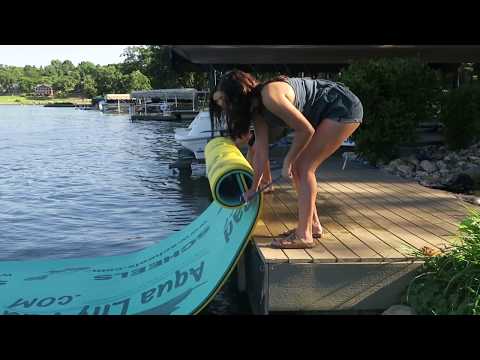 3-layer water pad hand roll-up on dock