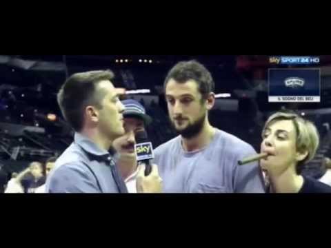 Marco Belinelli intervistato da Alessandro Mamoli prima dei festeggiamenti Spurs
