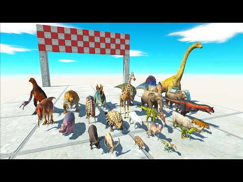 SPIRAL SPEED RACE ALL DINOSAURS VS ANIMAL FOREST - Animal Revolt Battle Simulator