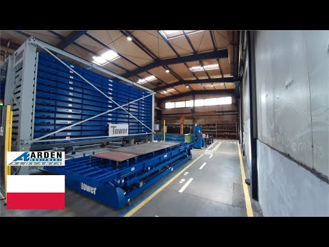LOGITOWER: ARDEN - 6000x2000 mm regał na blachy AS/RS dla producenta osprzętu do maszyn budowalnych.