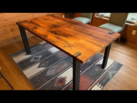 Reclaimed White Oak Dining Table with Integral Steel Legs