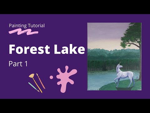 Unicorn near a Forest Lake [Part 1] | Acrylic Painting Tutorial