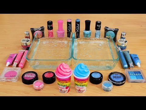 Mixing Makeup Eyeshadow Into Slime ! Pink vs Teal Special Series Part 30 Satisfying Slime Video Video